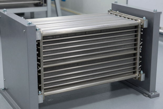 Charge air cooler a pacco alettato