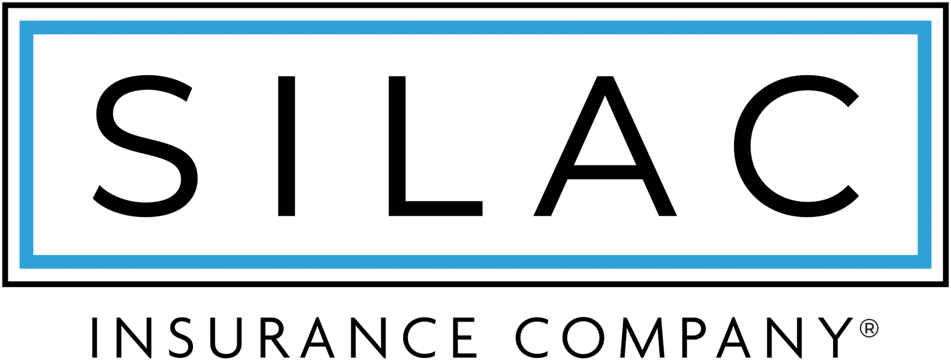 SILAC Insurance Company logo in black text on a white background with blue border