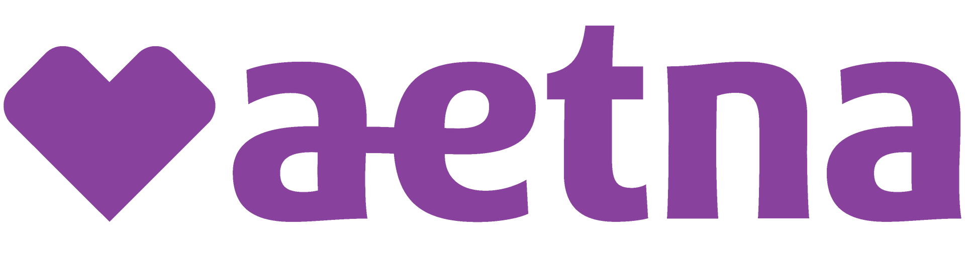 Purple Aetna logo with a heart-shaped icon and lowercase wordmark