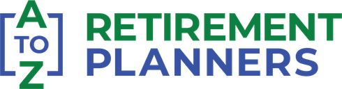 A to Z Retirement Planners logo in blue and green with a stylized A-Z icon