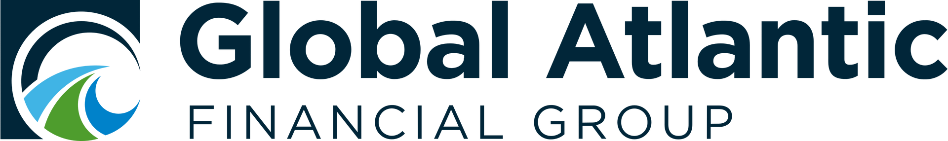 Global Atlantic Financial Group logo with blue and green circular wave icon and black text