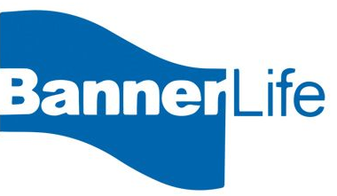 BannerLife logo with white text on a blue wave-shaped background