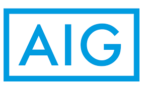 AIG logo in blue letters inside a blue rectangular border on a white background