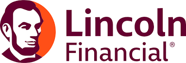 Lincoln Financial logo with maroon text and a red-orange circular emblem on a white background