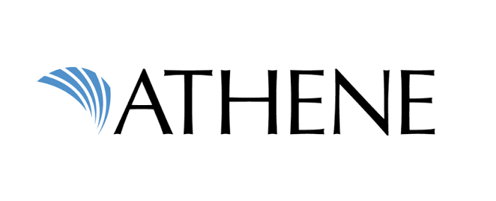 ATHENE logo with blue fan icon and black wordmark