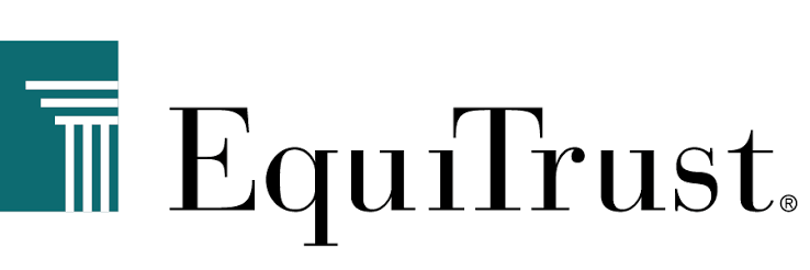 EquiTrust logo with teal column icon and black wordmark on white background