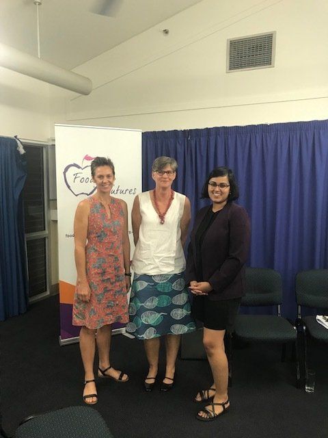 Rachael Uebergang, Sally Sievers and Aditi Srinivas talk about #metoo and sexual harassment in the NT at a YWCA International Women’s Day event March, 2019