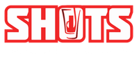 Red SHOTS logo with a shot glass icon replacing the letter O