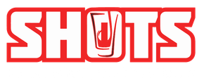 Red SHOTS logo with a shot glass icon replacing the letter O