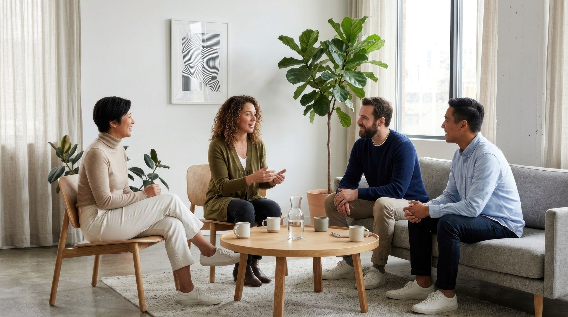 Collaborative divorce attorney meeting with spouses to discuss a separation agreement