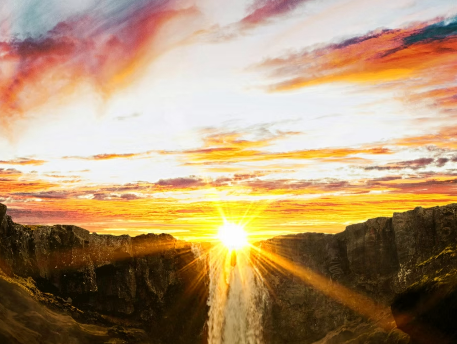 Sunset over canyon