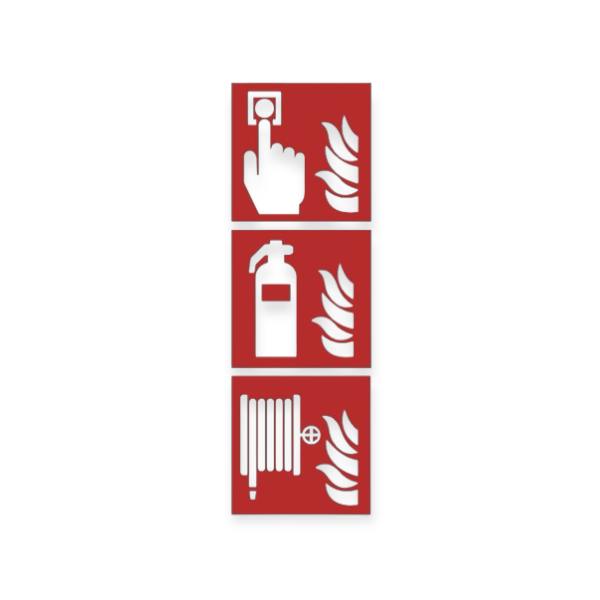 brandmelder, brandblusser en brandslanghaspel combinatie pictogram