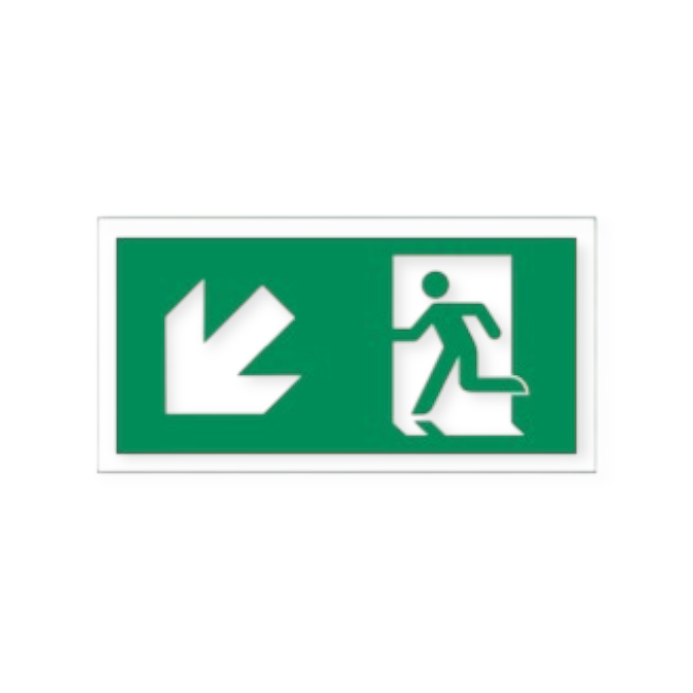 vluchtweg links beneden pictogram