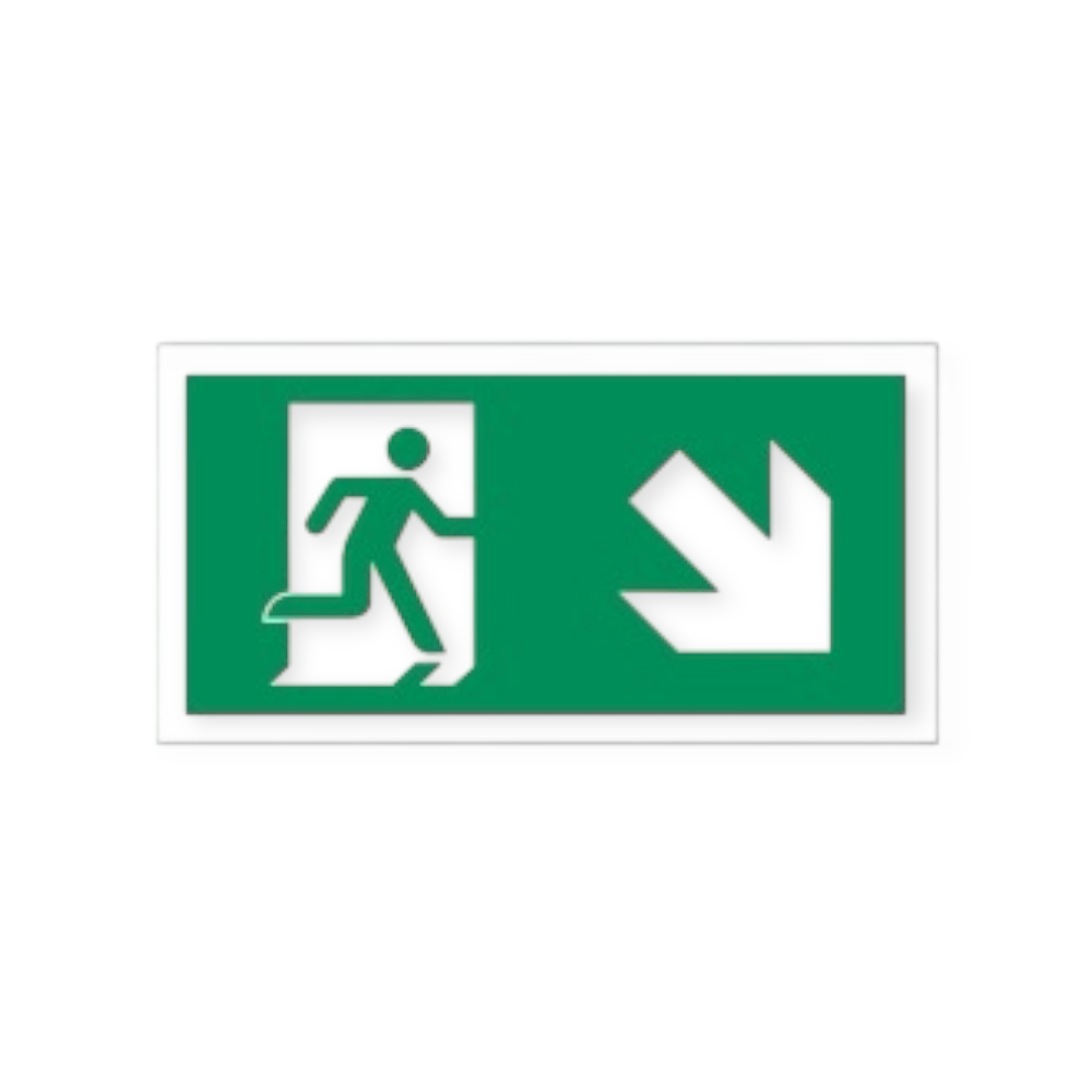 vluchtweg rechts beneden pictogram