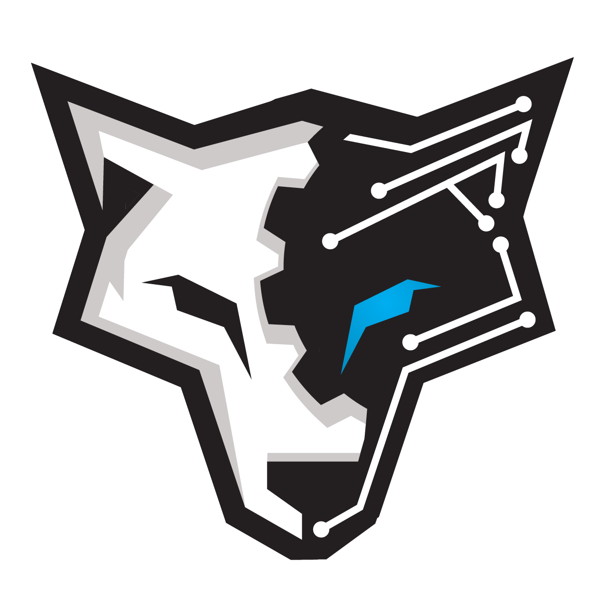 ALPHA AUTOMATION logo of a wolf with a technology background and one blue eye. MCC cabinet panel builders