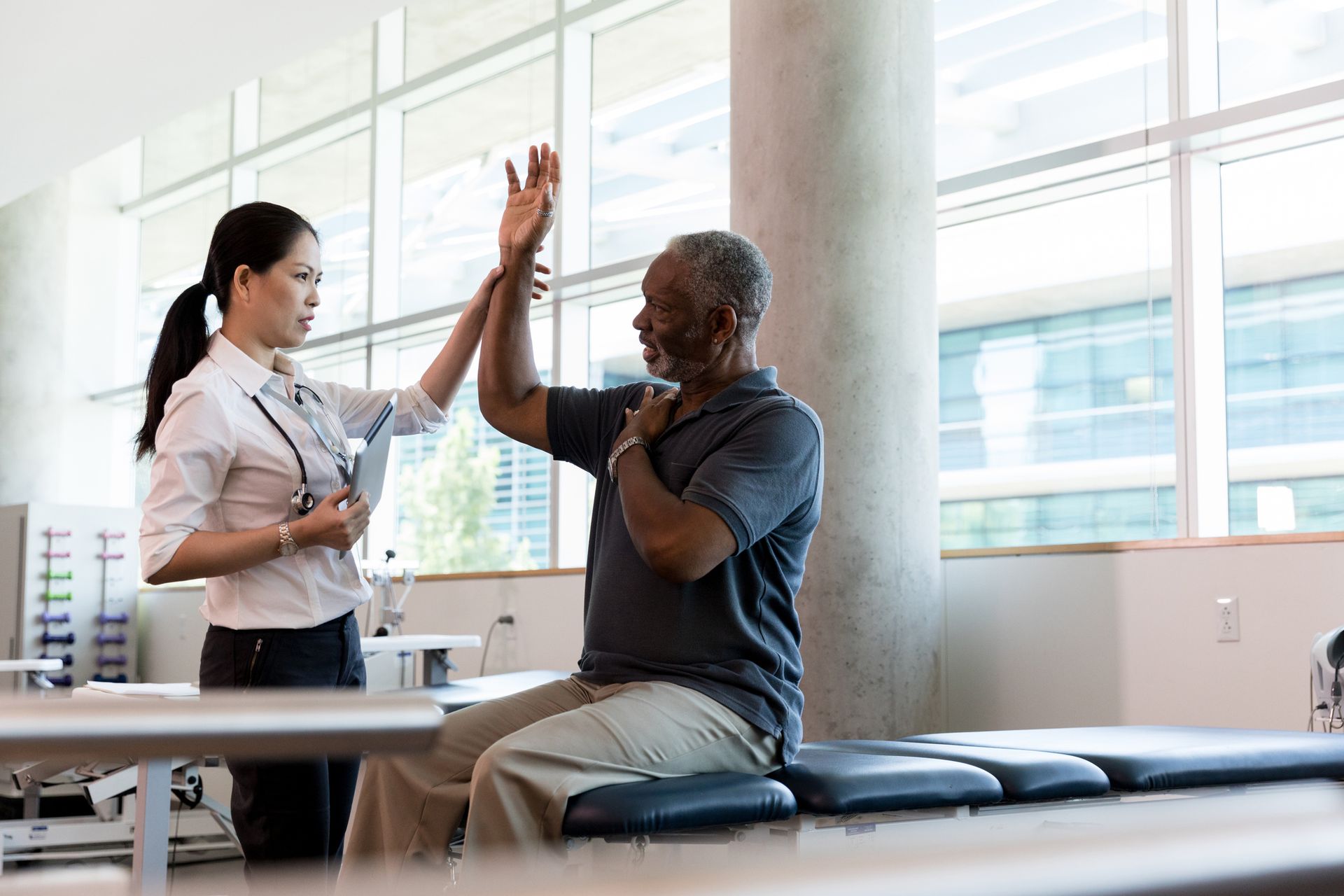 Patient And Female Physiotherapist — Penrith, NSW — Physiotherapy West