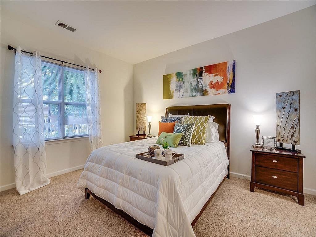 Bedroom area with bed.