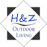 H&Z Outdoor Living logo in blue text inside a white diamond over a dark square background