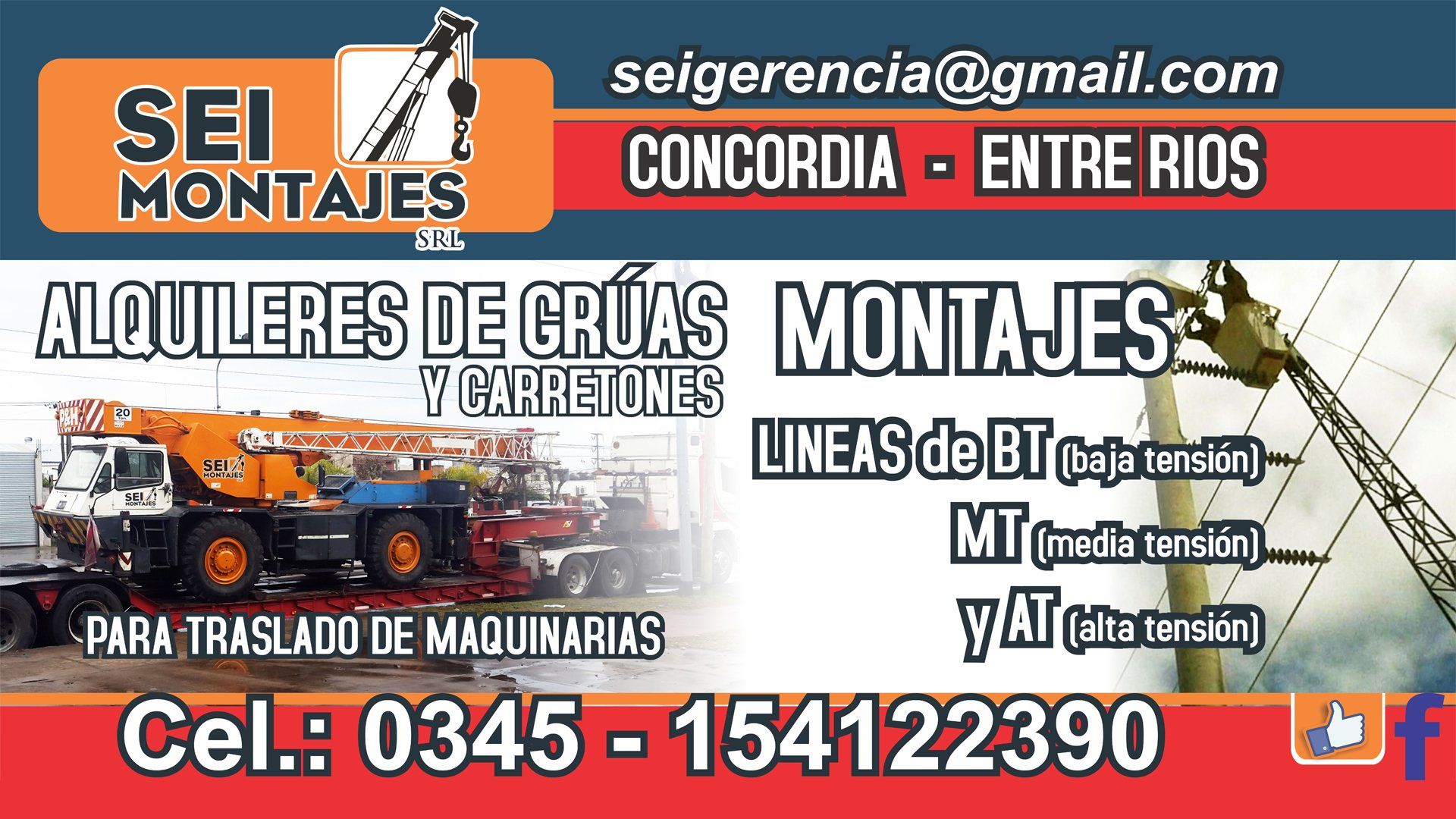 Sei Montajes S.R.L., alquiler de Grúas hasta 60T en Concordia.