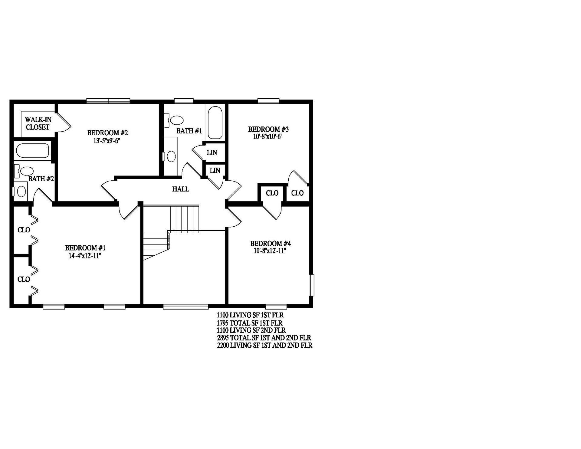Black-and-white floor plan of a house with labeled rooms, stairs, and closets.