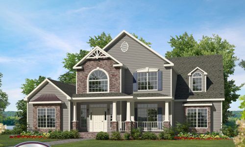 A large house with a lot of windows and a porch