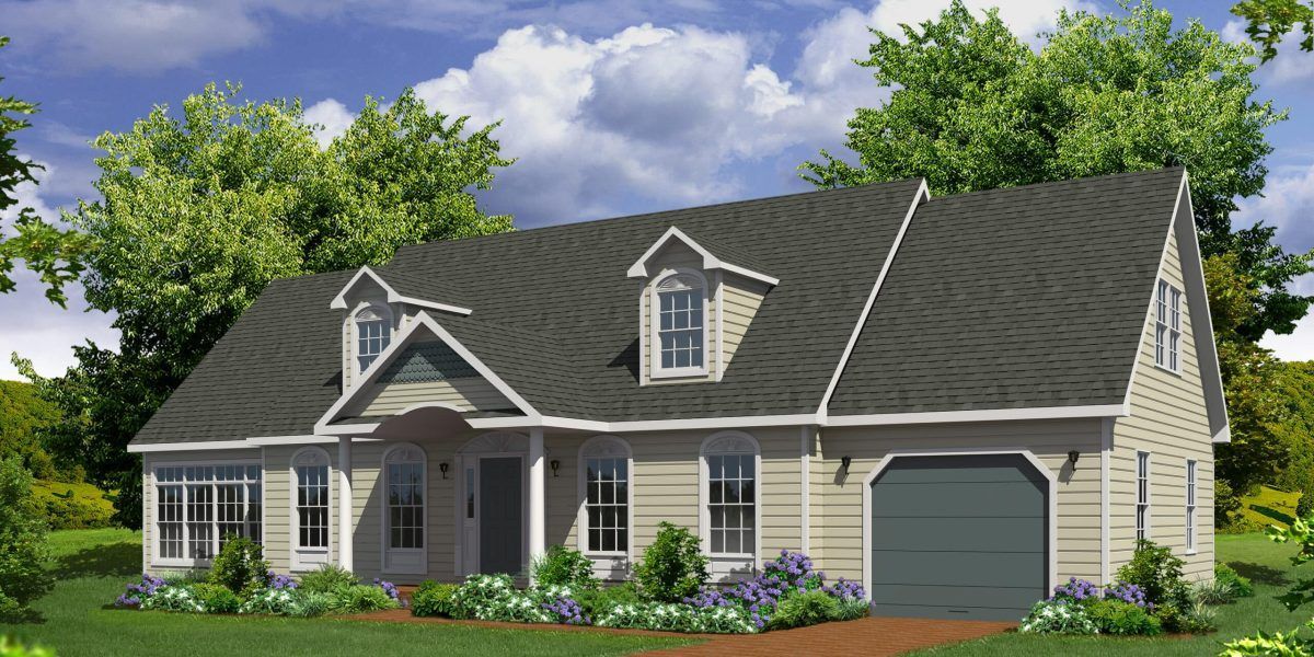 An artist 's impression of a house with a black roof