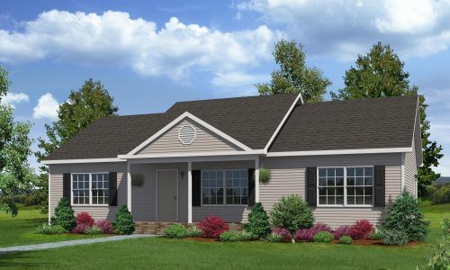 An artist 's impression of a house with a black roof