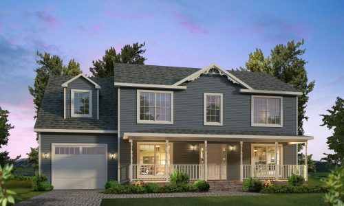 A large house with a large porch and a garage