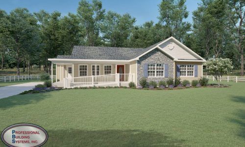 An artist 's impression of a house with blue shutters