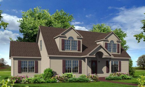 An artist 's impression of a house with a brown roof