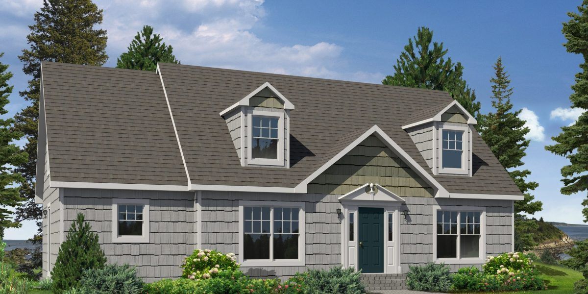 An artist 's impression of a house with a brown roof