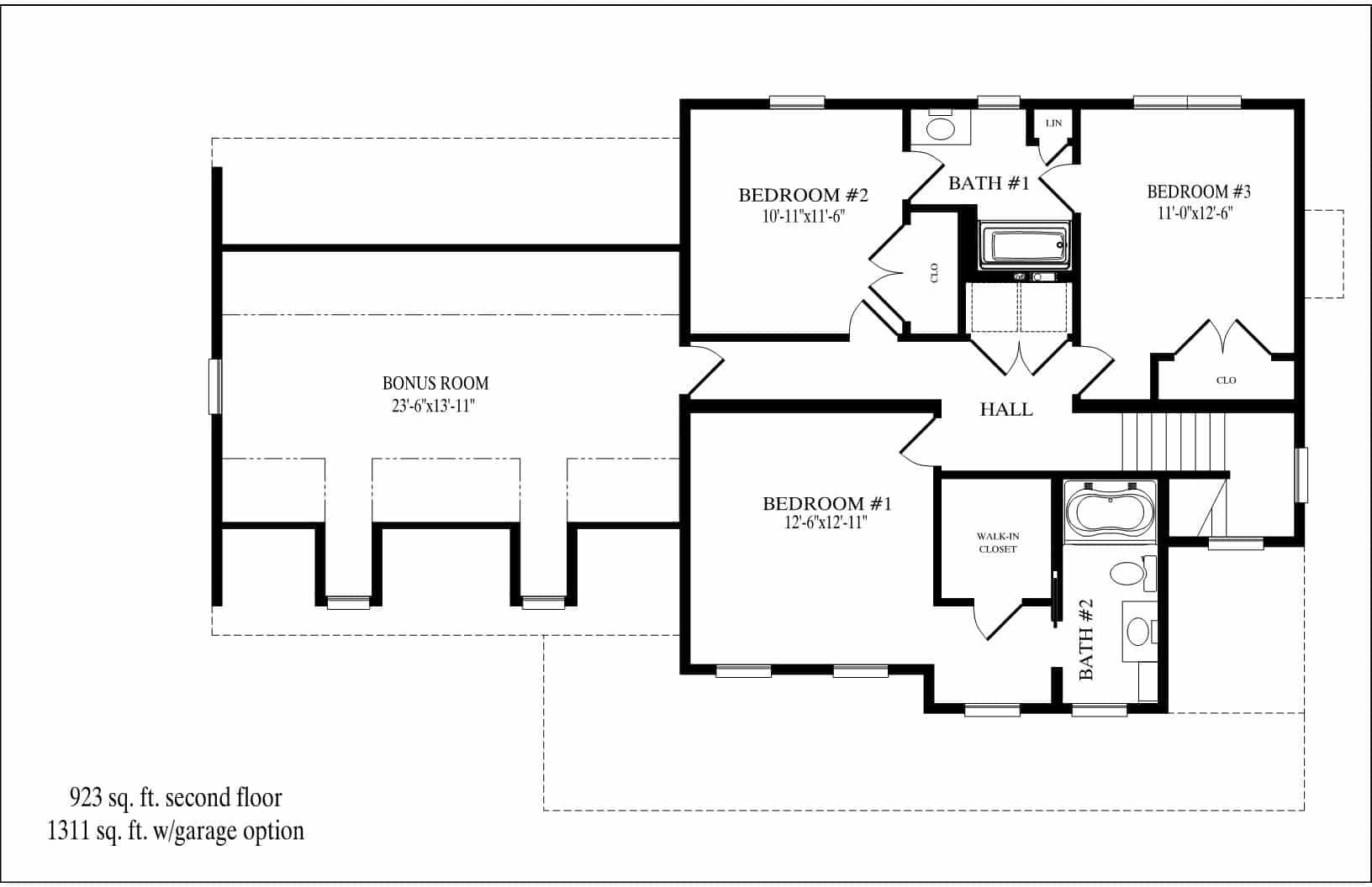 Black-and-white architectural floor plan with labeled rooms and hallways, showing a home layout.