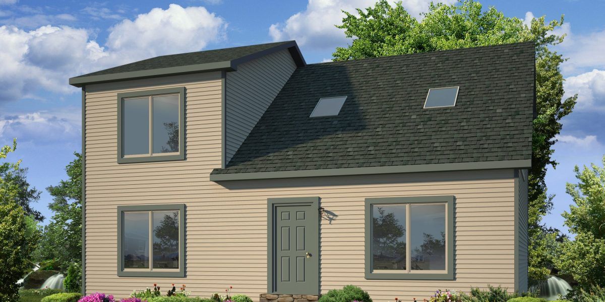 An artist 's impression of a house with a skylight on the roof.