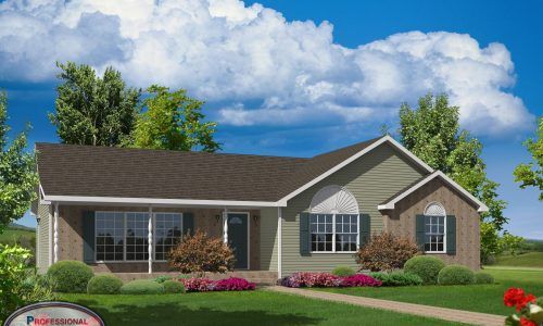 An artist 's impression of a house with a brown roof