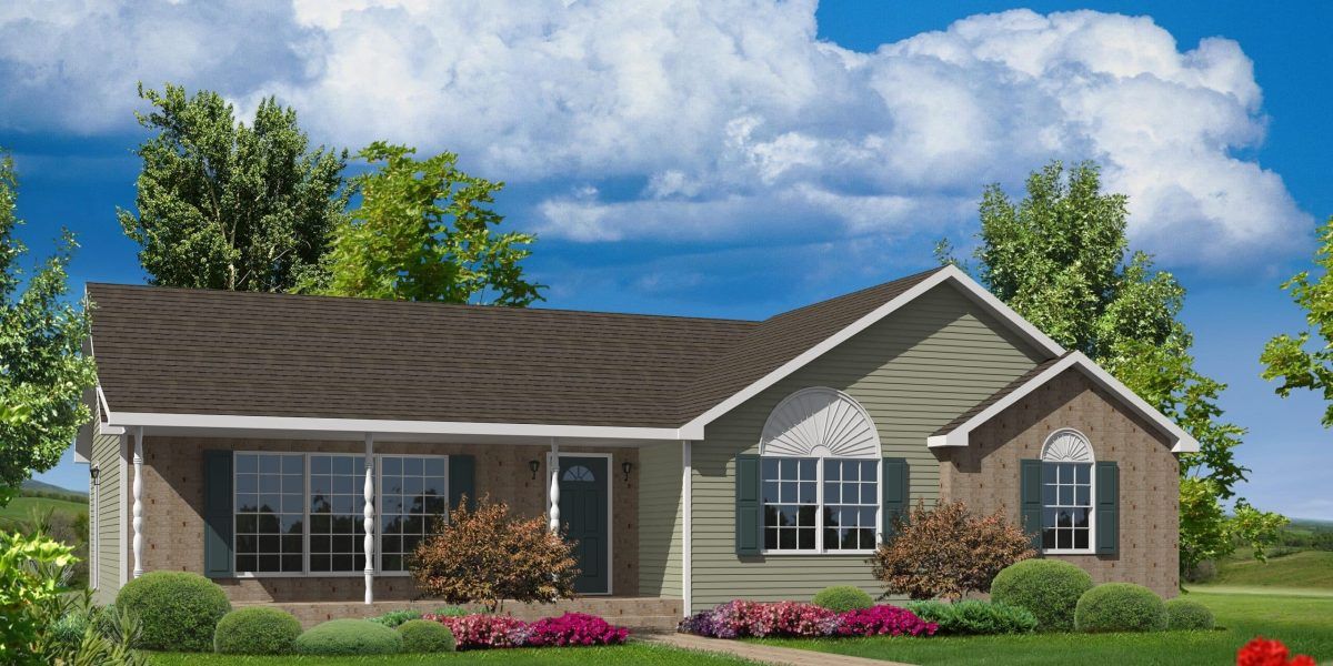 An artist 's impression of a house with a brown roof
