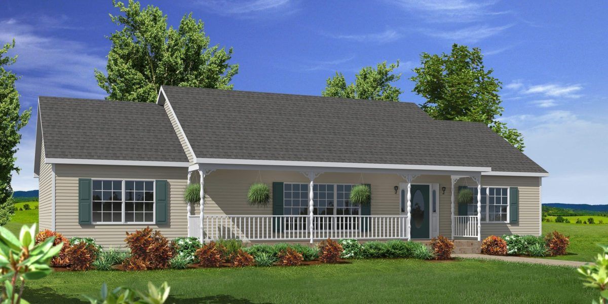 An artist 's impression of a house with a large porch