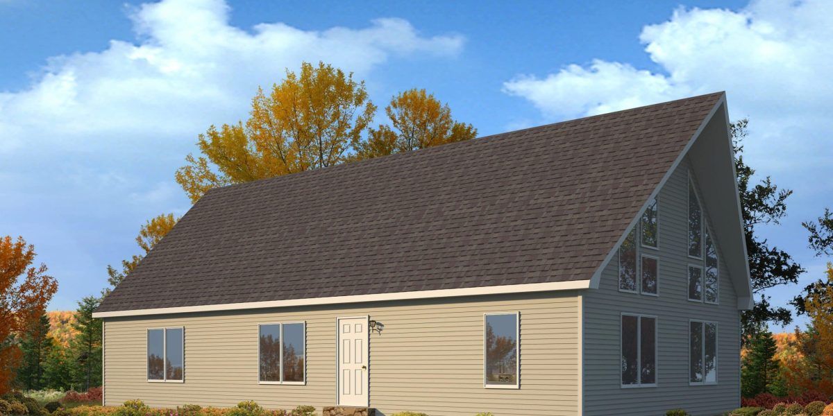 A house with a brown roof and a lot of windows