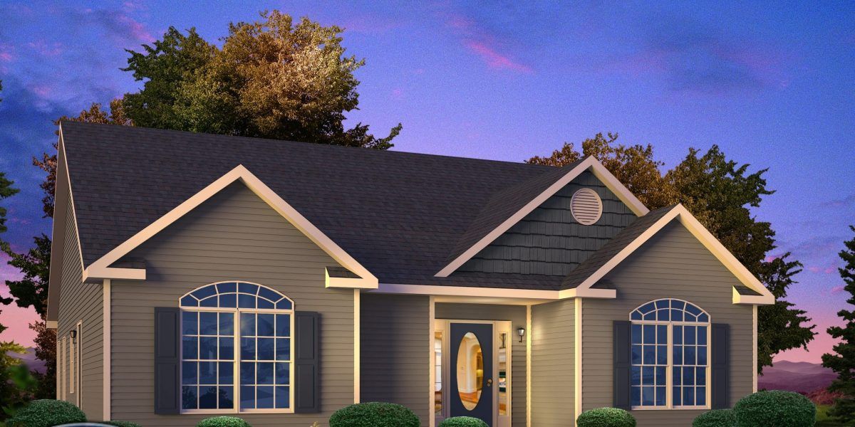 An artist 's impression of a house with a black roof
