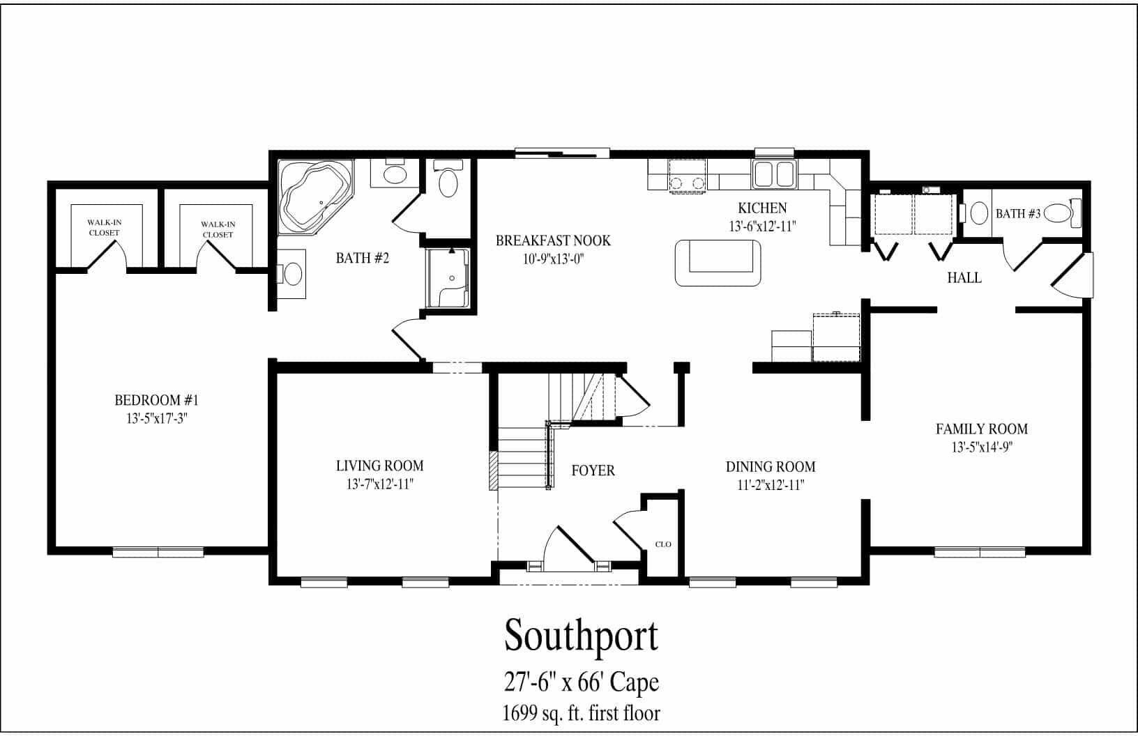 Floor plan of a Southport home showing labeled rooms and layout.