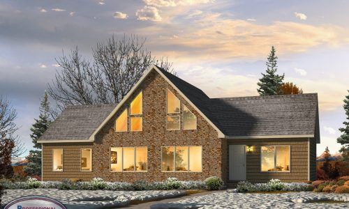 A rendering of a house with a lot of windows
