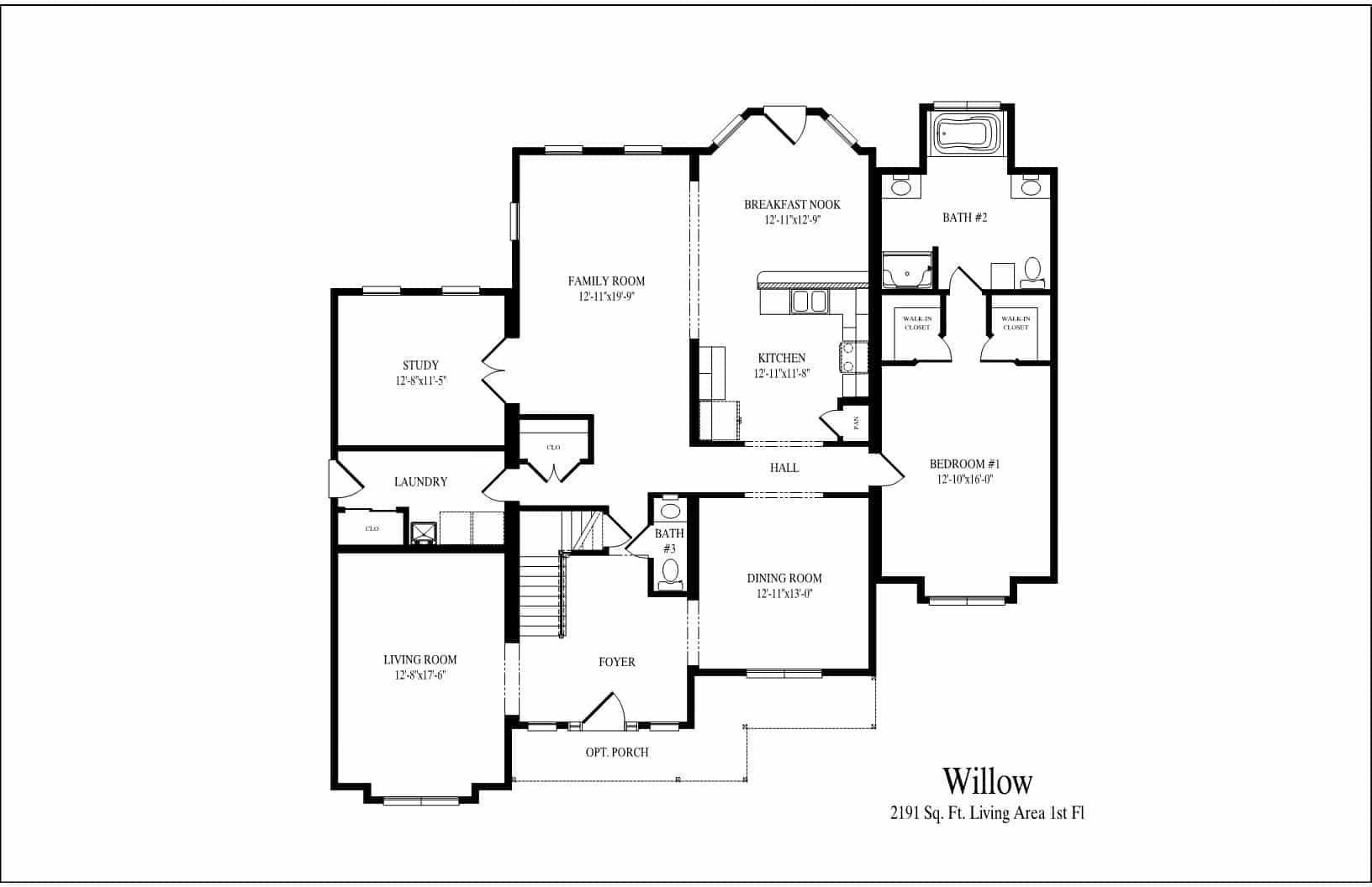 Black-and-white architectural floor plan with labeled rooms and hallways, showing a home layout.