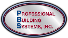 Professional Building Systems, Inc. logo in blue, red, and black within an oval