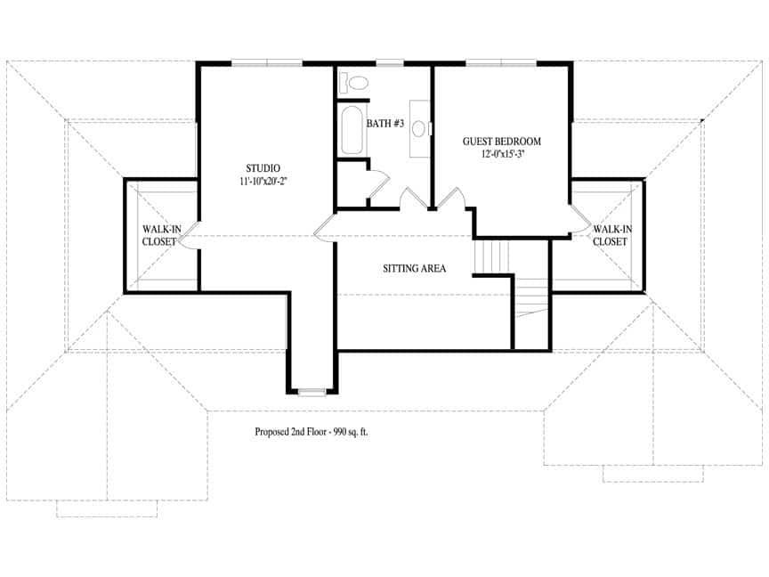 Black-and-white house floor plan with entry, kitchen, living room, master bedroom, bath, and closets