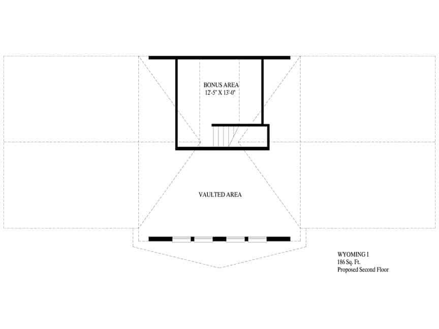 Architectural floor plan with a centered room, stair-like shapes, and labels in black linework.