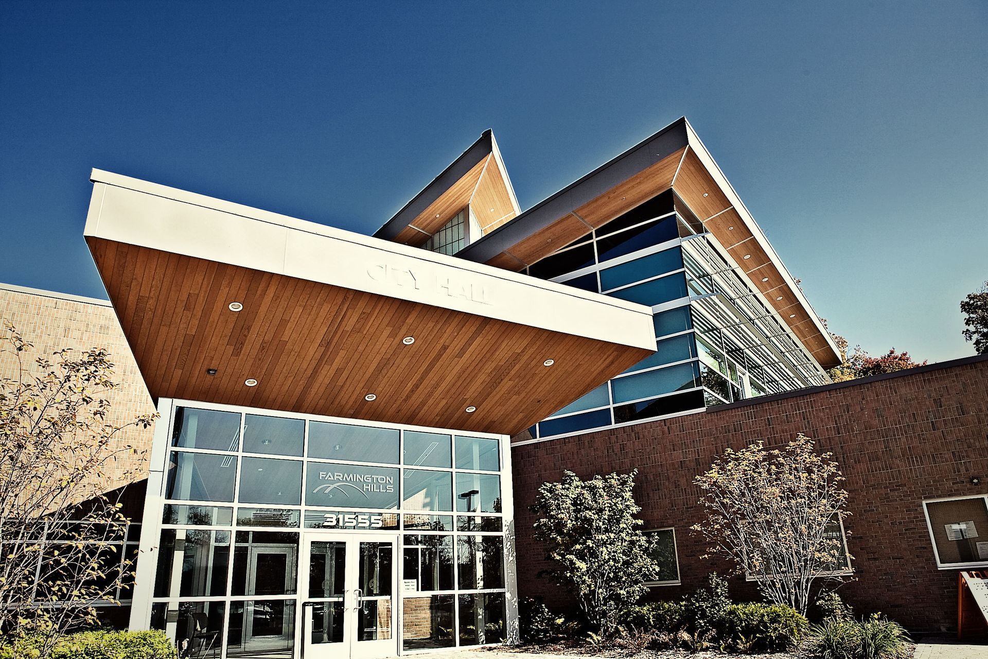 Farmington City Hall entrance exterior
