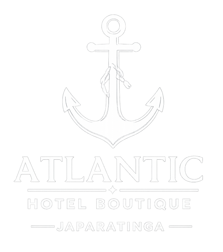 Logotipo branco com ícone de âncora e texto 