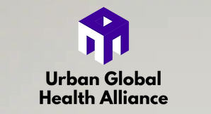 A logo for urban global health alliance on a grey background