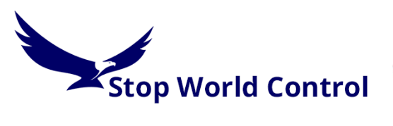 A logo for a company called stop world control