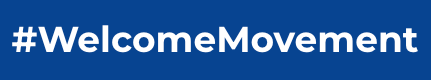 A blue background with white text that says welcome movement