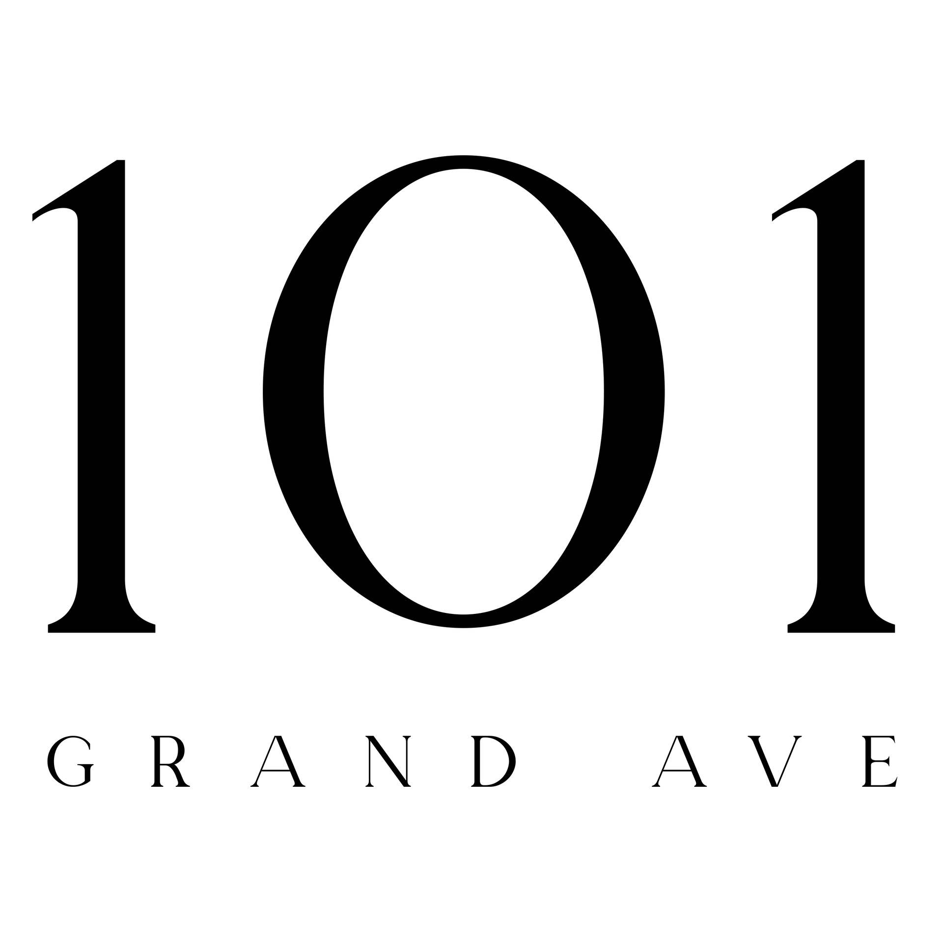 Logo reading “101 Grand Ave” in black serif text on a white background